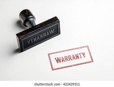 Rubber stamping that says 'Warranty'.