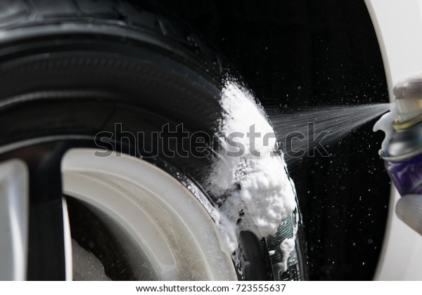 rubber wheel of a car, clean from pollution, make a\
black tire
