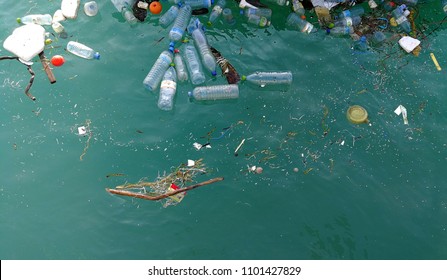 Rubbish In The Ocean Sea Water 