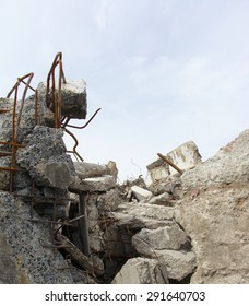 Rubble And Twisted Metal On A Demolition Site