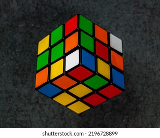 Rubik's cube with dark background - Shutterstock ID 2196728899