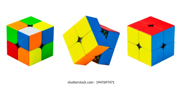 Rubik's Cube Puzzle. Solved 2x2x2 Speed Magnetic Cube. Logic Toy. Professional Sticker-less Cube For Sport Competition Game. Isolated On White Or Transparent Background - March 2021: Miami, FL, US