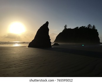 Ruby Beach during the sunset, along the Pacific Ocean in Washington State.