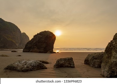 ruby beach sunset in summer over sandy shoreline