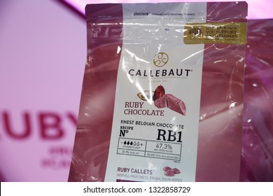 Ruby Chocolate Made From Ruby Cocoa Bean In Chocolate Expo In Brussels, Belgium On Feb. 24, 2019.