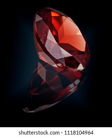 Ruby Gem Stone Isolated On Black Background.