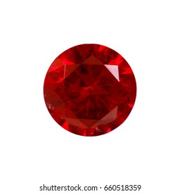 Ruby Gem Stone Round Cut. Isolated