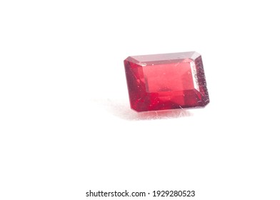 Ruby Red Garnet Jewel Crystal On A White Background