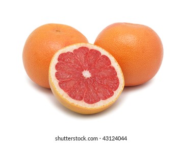 Ruby Red Grapefruits, isolated on white background