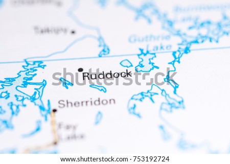 Ruddock. Canada on a map.