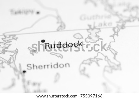 Ruddock. Canada on a map.