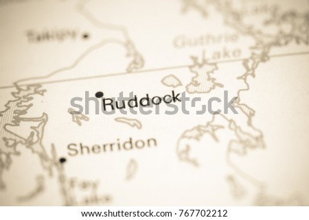 Ruddock. Canada on a map.