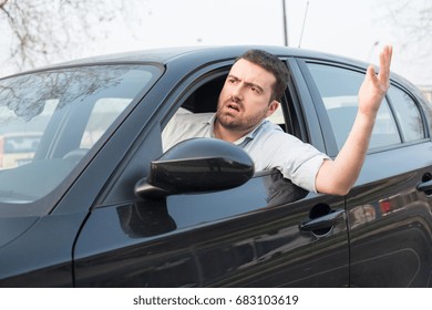 Rude man driving his car and arguing a lot