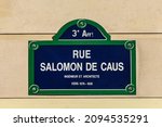 rue salomon de caus 3rd ,street name signs panels,Paris France