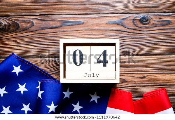 Ruffled American Flag Wooden Cube Calendar Stock Photo Edit Now