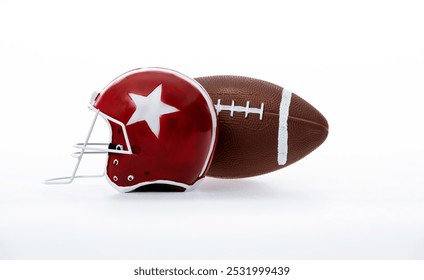 Rugby ball and helmet on white background - Powered by Shutterstock