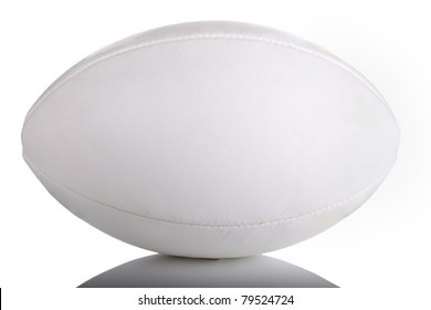 Rugby Ball On White With Copy Space