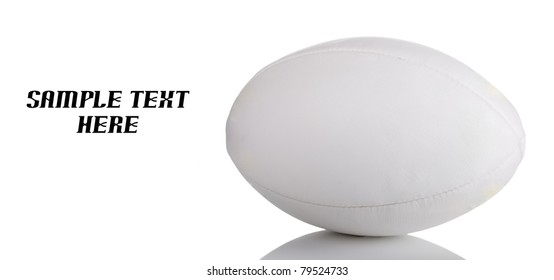 Rugby Ball On White With Copy Space