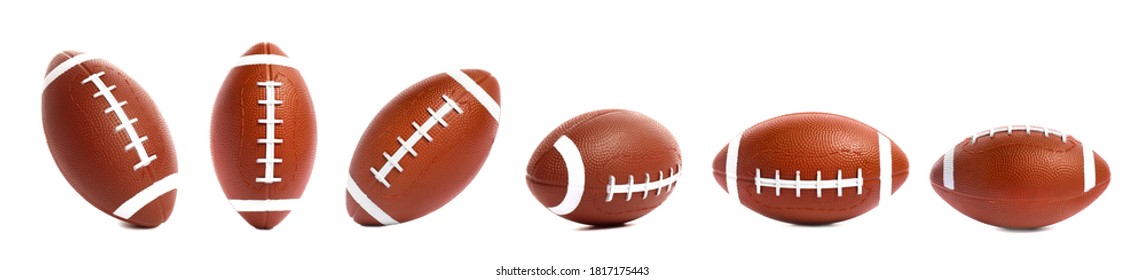 Rugby balls on white background