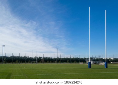 Rugby Field With Dazzling Green Goal Post