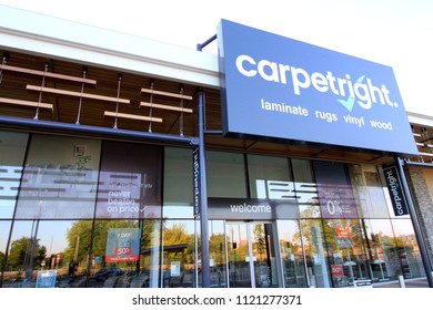 Rugby, Warwickshire / England - June 26 2018: Carpetright shop front, reports £70m profit loss