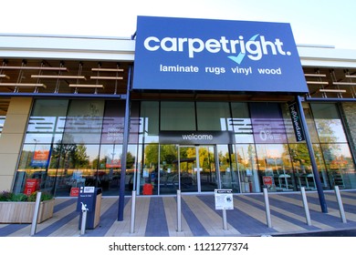 Rugby, Warwickshire / England - June 26 2018: Carpetright shop front, reports £70m profit loss