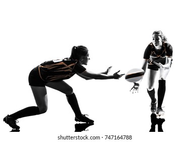 rugby women players team in silhouette isolated on white backround - Powered by Shutterstock