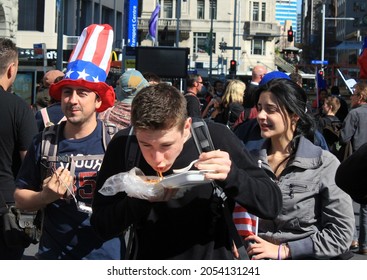 Rugby World Cup Fans And Supporters At The Auckland Waterfront For The RwC 2011 Opening In Auckland.9 Sep 2011. High Quality Photo