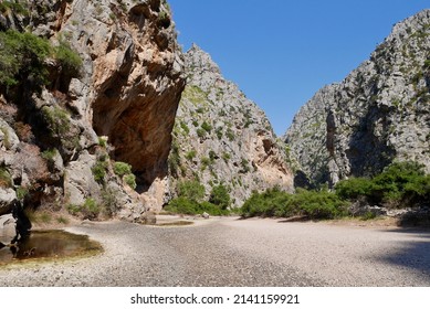 Rugged cliffs of canyon Torrent de Pareis, in the hinterland of Cala Sa Calobra. Majorca, Spain. High quality photo