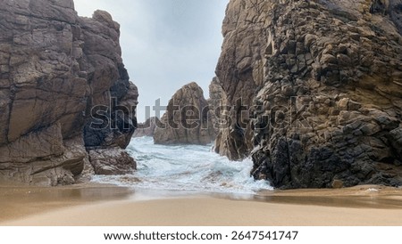 Rugged cliffs embrace the tempestuous seas secret ballet, perfect for Solstice rituals or celebrating Ocean Day tranquility