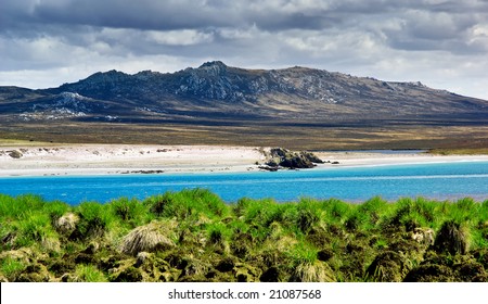 A rugged mountain range in the Falkland Islands