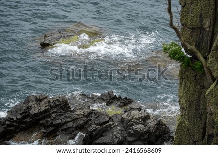 Rugged rocks on the coast of Bornholm, Denmark.
