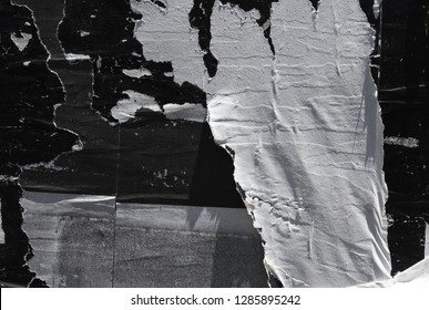 Rugged Ruff Battered Worn Weathered Ripped Torn Black And White Poster Texture