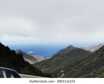 Rugged Tenerife North Coast In Anaga Rural Park Under Eerie Clouds