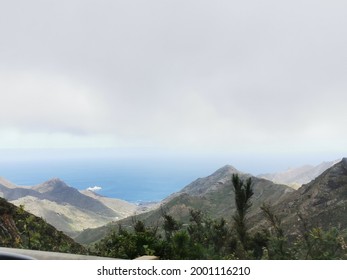 Rugged Tenerife North Coast In Anaga Rural Park Under Eerie Clouds