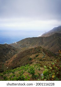 Rugged Tenerife North Coast In Anaga Rural Park Under Eerie Clouds