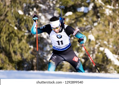 Ruhpolding, Germany - January 17, 2019: Martin Fourcade (France) During Sprint Race At The IBU World Cup Biathlon.