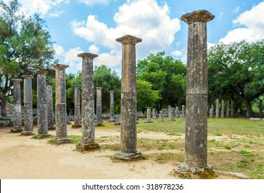 Ruin Of Olympia; The Birth Place Of Olympic Games In Katakolon, Greece.