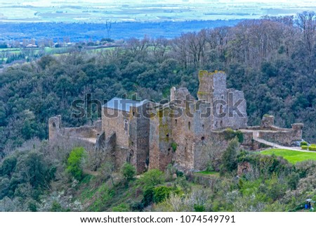 Ruin of Saissac castle in France one of the cathar castles