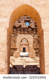 Ruined buildings of Badi Palace in Marrakech, Morocco, North Africa
