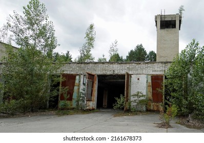 An ruined fire station in Chernobyl Nuclear Power Plant Zone of Alienation                 