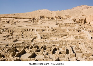 Ruined Homes And Tombs Of The Ancient Egyptian Town Of Deir El Medina, Luxor, Egypt. Ruins Over 1000 Years Old.