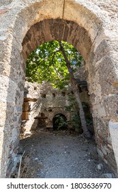 Ruined Interior Of Old Datça Kızlan Village Windmills.