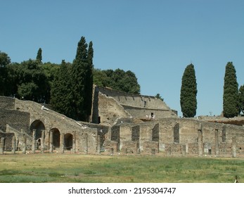 Ruined Roman Gymnasium At Pompeii Campania Italy