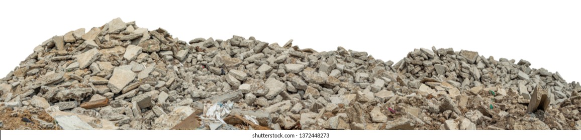 Ruined rubble isolated on white background have clipping path