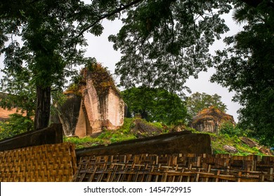 The Ruined Stone Lions On The Riverbank Of Irrawaddy River Damaged By 1838 Earthquake, Mingun, Sagaing Region, Myanmar