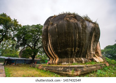 The Ruined Stone Lions On The Riverbank Of Irrawaddy River Damaged By 1838 Earthquake, Mingun, Sagaing Region, Myanmar