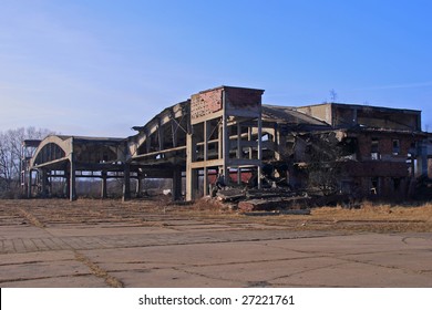 Ruins Of Abandoned Airfield Hangars