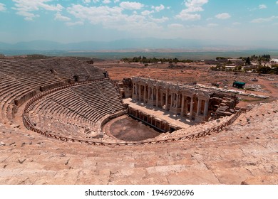 Ruins Of Amphitheatre In Ancient City Hierapolis Near Pamukkale