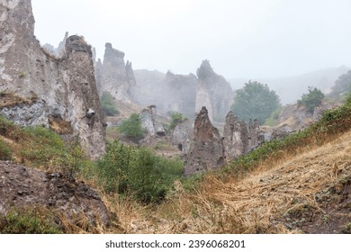 Ruins of the ancient abandoned city of Khndzoresk in Armenia